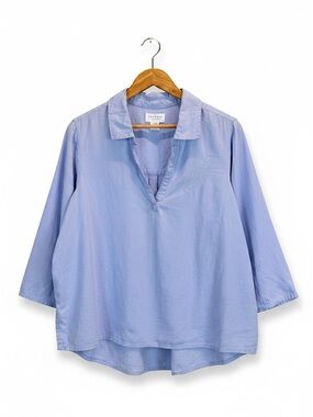 Calypso St. Barth Blue Linen Blend Tunic Top 1X Coastal Boho Resortwear